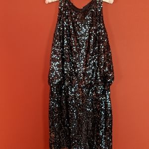 Navy blue Sequined short dress